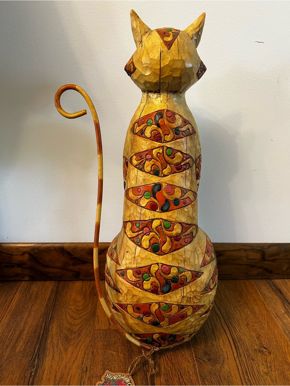 Heartwood Creek Jim Shore Enesco Tall Orange Quilted Cat Sculpture Statue - Picture 4 of 10